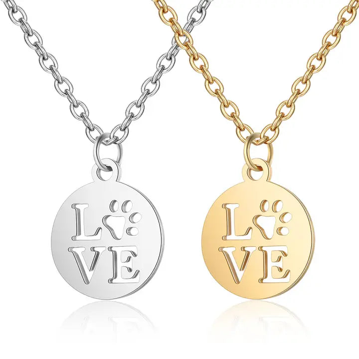 Lovepaw Stainless Gold & Silver Color Necklace Dog/Cat Lover